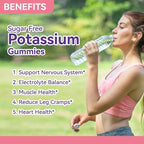 Potassium Gummies, Potassium Chloride 1000mg for Adults, Chewable Potassium Supplement for Women & Men, Support Leg Cramps & Muscle Health - Sugar Free, Vegan,60 Count