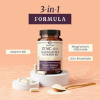 Zinc and Magnesium Supplement with Vitamin B6 | Women’s Hormone Balance, Menstrual Cycle & Immune Support | High Absorption Chelated Magnesium Glycinate with Zinc Picolinate and VIT B6 | 60 Ct