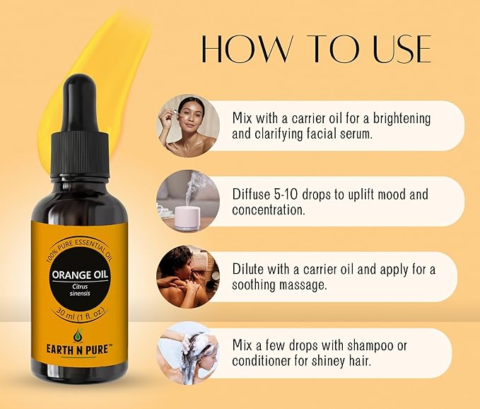 Earth N Pure Orange Essential Oil Natural and Therapeutic Grade 30 ml
