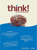 think! Protein Bars, High Protein Snacks, Gluten Free, Sugar Free Energy Bar with Whey Protein Isolate, Brownie Crunch, Nutrition Bars without Artificial Sweeteners, 2.1 Oz (12 Count) (Pack of 2)