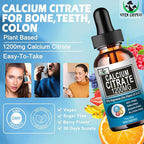 Calcium Citrate Supplement,1200mg Calcium with Vitamin D3 Drops for Bone,Teeth,Colon,Cardiovascular Health,High Absorption Liquid Calcium Magnesium Citrate 400mg Plus Zinc Vitamin K2,Vegan,30 Servings