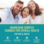Magnesium Complex Gummies for Kids & Adults- Calm Chewable Gummies- Magnesium Glycinate, Taurate, Citrate, Malate, Supplement-Support Calm Stress Relief, Bone, Muscle, Mood Vegan, 60 Count (Pack of 1)