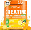 KUKALY Creatine Monohydrate Gummies for Men & Women, 8500MG Creatine Gummies Sugar Free Pineapple Flavored with L-Taurine BCAA 2:1, B12 B6 for Boost Strength, Focus & Endurance, Vegan, Non-GMO 120pcs