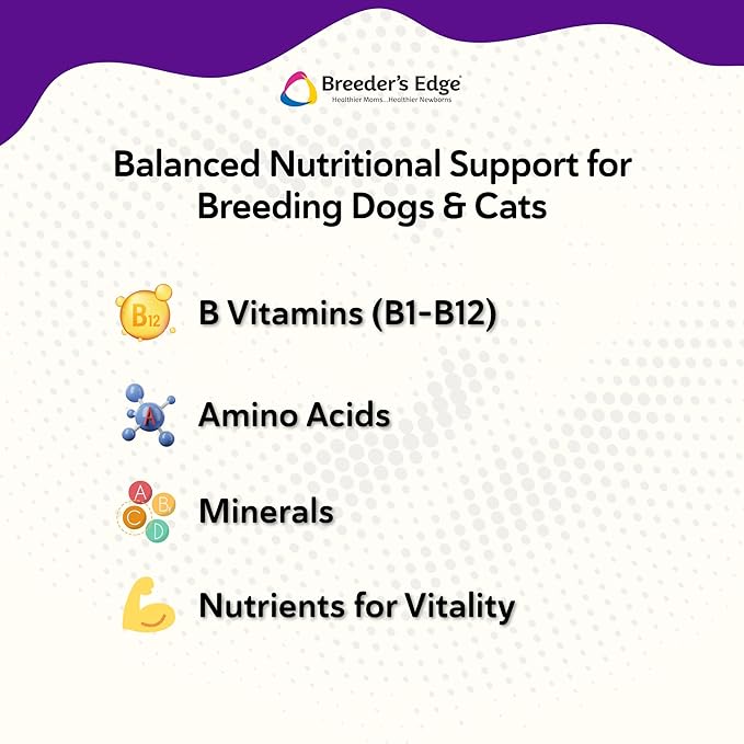 Breeder’s Edge B Strong Powder, B-Complex Vitamin Supplement for Dogs and Cats, Supports Reproductive Health, Promotes Normal Heat Cycles, and Helps Maintain Energy, 1kg