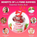 MEENCCD 2 Pack L-Lysine 1000mg Gummies, Lysine Supplement for Adults & Kids, Essential Amino Acid for Oral & Lips Health, Boost Immune & Calcium & Collagen, Sugar-Free, Strawberry Flavor, 120 Count