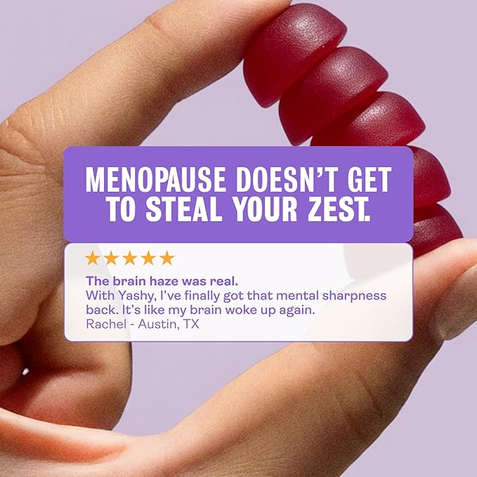 Menopause Memory Support Gummies | Improve Memory & Focus, Stay Alert, & Mentally Present | 30 Servings | Delicious Raspberry Pomegranate Flavor | L-Theanine & Lions Mane