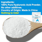 100% Pure Hyaluronic Acid Powder | High Molecular Weight Hyaluronic Acid Serum Powder | 60g(2.12oz) Cosmetics Grade | Sodium Hyaluronate | HMW Hyaluronic Acid ingredient for DIY Serums