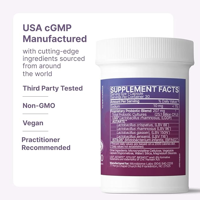 Microbiome Labs Pregnancy Support - Prenatal & Postpartum Probiotics for Women - Probiotic Supplements to Support Gut Health & A Balanced Vaginal Microbiome Through Breastfeeding (30 Capsules)