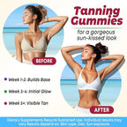 Sugar Free Tanning Gummies for Women, Supports Radiant Tan & Healthy Skin, Extra Strength with Astaxanthin Lycopene Beta Carotene and Vitamins - Supports Faster Tanning, Strawberry Flavored, 60 Count