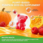 Pumpkin Seed Oil Gummies with Saw Palmetto, 3000mg Per Serving Pumpkin Seed Oil Supplement for Hair Growth, Skin Health, High Pure Extract for Women & Men, Vegan, Raspberry Flavor, 60 Count