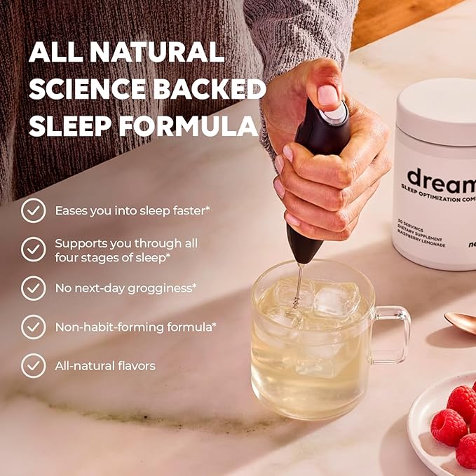DREAM Sleep Aid Powder | Magnesium L-Threonate, Apigenin & Theanine | 2400mg 7-Ingredient Non-Habit Forming and Natural Sleep Aids for Adults | Deep Sleep Super Calm & Stress Relief