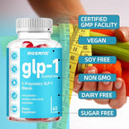 GLP-1 Probiotic Gummies, GLP-1 Supplement with Akkermansia Probiotic, Berberine, No Sugar Added for Gut & Digestion Health,Strawberry Flavor-60 Gummies