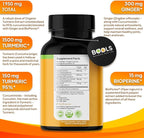 Turmeric Curcumin Supplement with BioPerine & Ginger, Turmeric Curcumin with Black Pepper 1950mg for Max Absorption Joint Support- Non-GMO Turmeric Supplement, Vegan, 240 Capsules