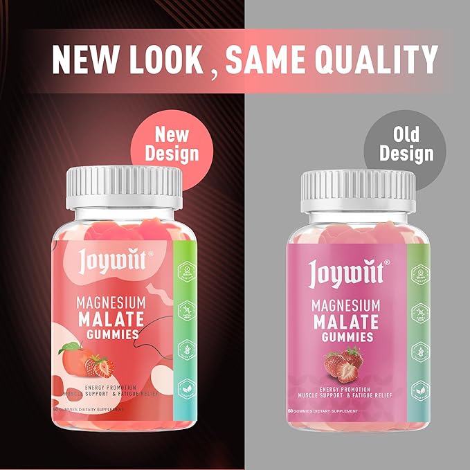 Magnesium Malate Gummies 1000mg | Magnesium Malate Supplement with L-Theanine, CoQ10 & Vitamin B6 | High Potency Stress Relief & Muscle Support | Non-GMO, Vegan, Gluten-Free | 120 Gummies