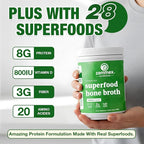 Zammex Bone Broth Plus Superfood Protein Powder (Turmeric Flavor), 8g Hydrolyzed Protein with Vitamin D, for Healthy Skin, Nails, Hair, Joints & Digestion,Non-GMO (30 Servings)