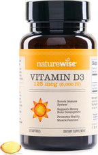 NatureWise Vitamin D3 5000iu (125 mcg) 30-Day Supply for Immune Support, Healthy Muscle Function, and Bone Health - Non-GMO, Gluten Free in Organic Extra Virgin Olive Oil, (Mini Softgel), 30 Count
