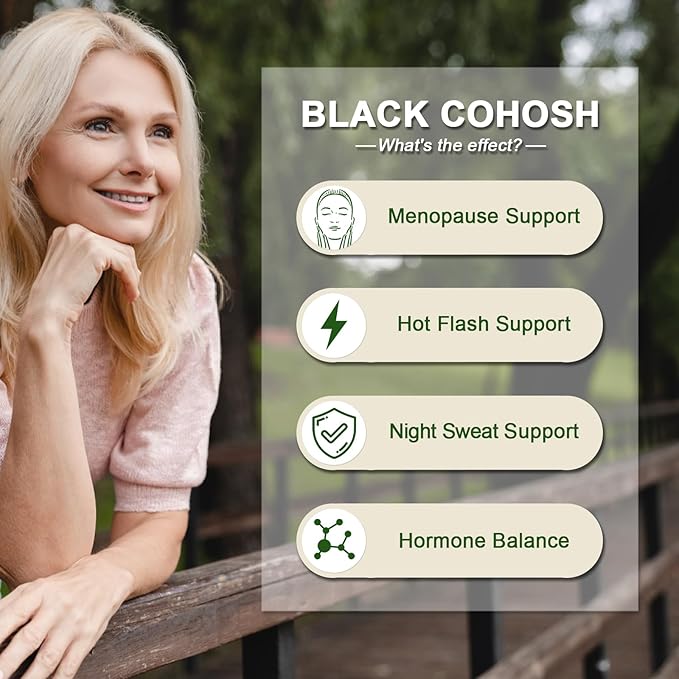 Black Cohosh Gummies for Menopause Hot Flashes - Natural Menopause Relief, Mood Swings & Hormonal Balance - Vegan-Free 60 Gummies