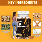 Booty Gummies for Big Butt and Hips, Bigger Butt Gummies for Natural Curves, 2 PCS Bum Support Gummy Booty Curvy Body, Berry Flavored Women Support Supplement, Boost Glute Growth, Fenugreek, 60 Count.