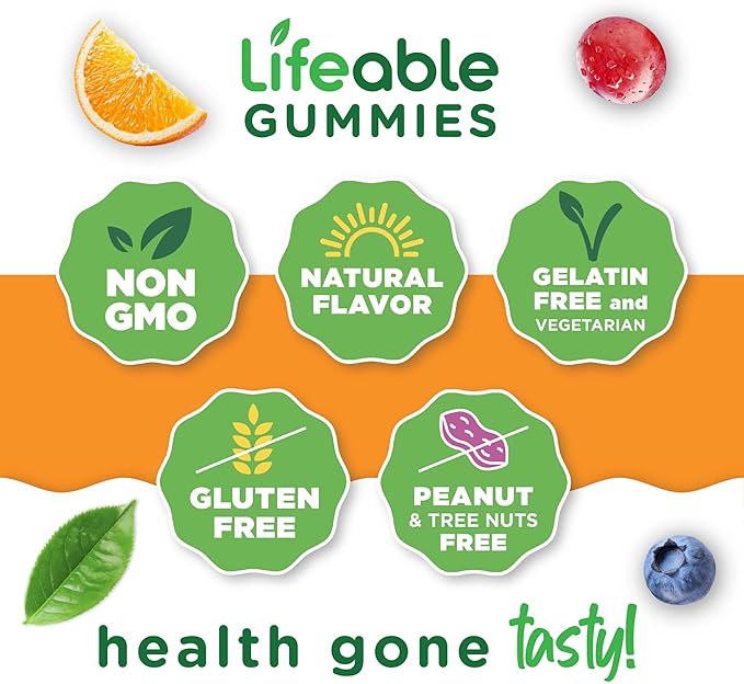 Lifeable Vitamin C Gummies for Adults | 750mg | Great Tasting Orange Flavor VIT C | Vegan Non GMO Vitamin C Chewable | for Immune Support | 90 Gummies