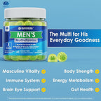 Mens Multivitamins Gummies, Methylated Multivitamin for Men, B Complex, Minerals, Vegan Omega 3, Probiotic, Enzyme, Antioxidants for Men's Complete Daily Support, Sugar Free, Vegan (No Iron) 60 Counts