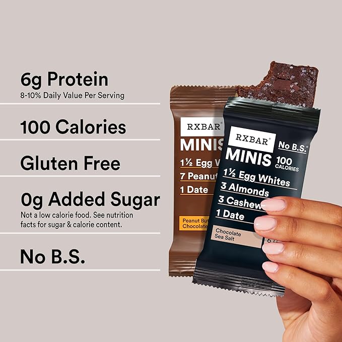 RXBAR Minis Protein Bars, Protein Snack, Snack Bars, Variety Pack, 7.3oz Box (8 Count)