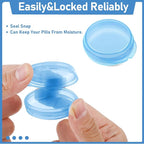 4 Pcs Mini Pill Organizer Small Pill Box Cute Portable Pill Case for Pocket Purse Travel Storage Containers Earplug Case Medicine Dispenser Vitamin Holder (4 Blue)