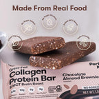 Perfect Keto Bars - The Cleanest Keto Snacks with Collagen and MCT. No Added Sugar, Keto Diet Friendly - 3g Net Carbs, 19g Fat, 10g protein - Diet Food Dessert (Almond Butter Brownie, 12 Bars)