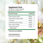 Nested Naturals Luna Sleep Supplement, Melatonin Free, Non-Habit Forming Herbal Sleep Supplement, Adult Bedtime Support, Help Sleeping w/Chamomile, Valerian, L-Theanine, 60 Vegan Capsules