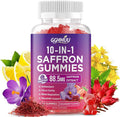 Saffron Supplement Gummies, 10-in-1 Cortisol Supplement with Saffron 88.5mg, Magnesium, Rhodiola Rosea, Ashwagandha, L-Theanine, St. John's Wort, for Calm, Focus & Relaxation, 60 Count