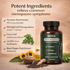 NOVA Menopause Relief Support for Her - Probiotic Estrogen Balance Formula with Curcuminoids & Botanical Extracts – Supports Hormonal Balance, Comfort & Daily Well-Being – 60 Capsules (1)