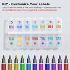 Foldable Pill Organizer 2 Times a Day w/Etched Labels -Dual Protection & Portable Weekly AM PM Pill Box, 7 Day Medicine Container, Large Travel Pill Case for Week Daily Supplement Vitamin -Clear Pink