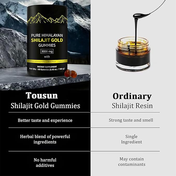 Shilajit Gummies | Alpha Gummies for Men | Lab Tested I No Added Sugar | Ashwagandha, Gokshura | Fulvic Acid & 85+ Trace Minerals for Men, Women | Non-GMO | 60 Gummy
