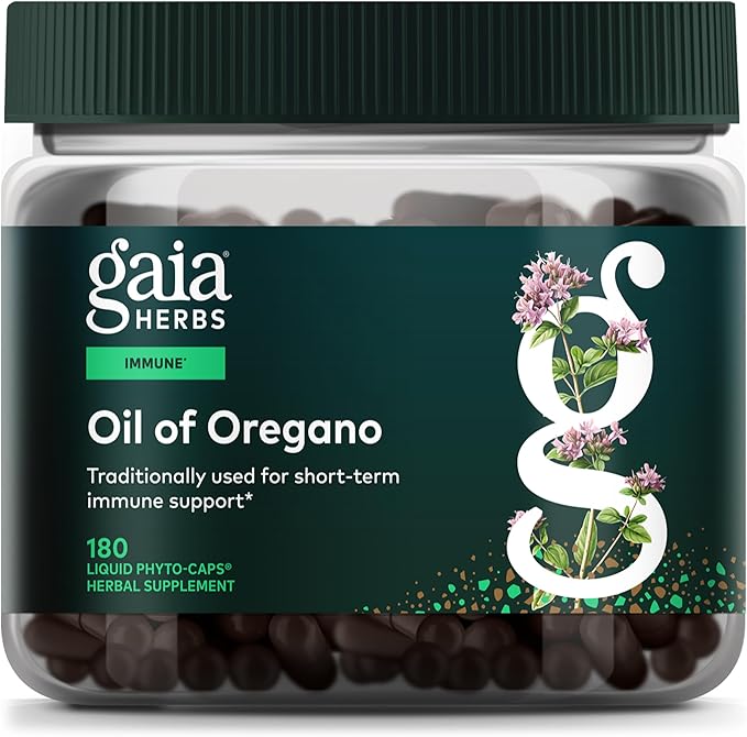 Gaia Herbs Oil of Oregano - Immune & Antioxidant Support Supplement - with Oregano Oil, Carvacrol & Thymol* - 180 Vegan Liquid Phyto-Caps (180 Servings)