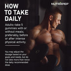 NutraPep Creatine Monohydrate Gummies 5g for Men Women - with L-Taurine Betaine Anhydrous Alpha-GPC BCAA 2:1:1 - Sugar-Free Gluten Free Chewable Creatine Supplement Bites