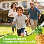 Potassium Citrate Gummies 1200mg, Chewable Potassium Supplement for Adults & Kids - Supports Muscle Health, Leg Cramps & Electrolyte Balance, Sugar-Free, Vegan, Pineapple Flavor, 60 Count