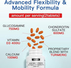 Turmeric Glucosamine MSM Joint Supplement for Men & Women, Plus Vitamin D3, Collagen Type II & Hyaluronic Acid, Supports Joint Comfort, Flexibility & Mobility, 60 Tablets (30-Day Supply)