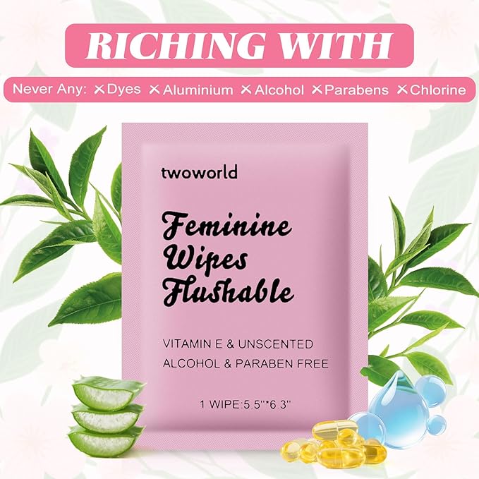 Feminine Wipes Individually Wrapped, Flushable Wipes Travel,Feminine Care Vaginal Wipes for Adult,Women, Girl and Homeless (Pack of 400,Unscented)