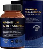 Puravita Magnesium Complex 700mg 12 in 1 Magnesium Supplement with Glycinate, Citrate, Malate & More | Easy Absorption, Energy Support, Vegan & Non-GMO | 120 Capsules (1pc)