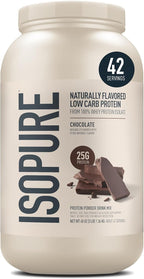 Isopure Low Carb 100% Pure Whey Isolate Protein Powder, Lactose Free, Gluten Free, with Vitamins, Chocolate, 25g Protein Per Serving, 3 Lbs, 42 Servings (Packaging May Vary)