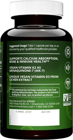 MRM Nuturition Vegan Vitamin D3 & K2 | Bone + Immune Health | Made from lichens | Supports Calcium Absorption | Vegan + Vegetarian Friendly | 60 Servings