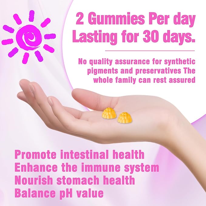 Women Probiotics Gummies, 60 Vegan Sugar-Free Hawaiian Pineapple Gummies with Slippery Elm Cranberry Lactobacillus Blend, 4-in-1 Feminine pH Balance Gut Immune Vaginal Health