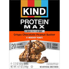 KIND Protein MAX Crispy Chocolate Peanut Butter Snack Bars, 20g of Protein, Keto Friendly, 1g of Sugar Per Bar, Gluten Free, 4 Count Box