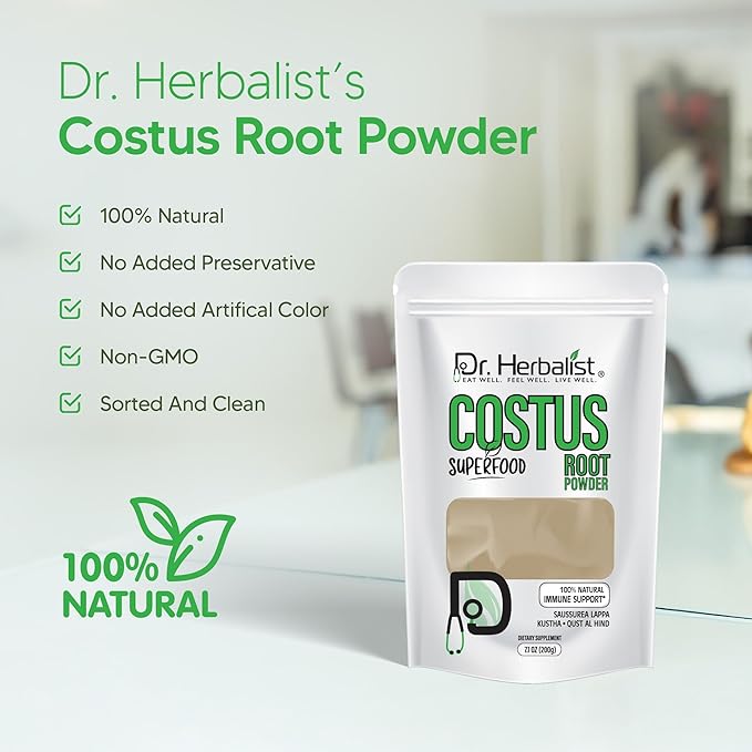 Dr. HERBALIST | 100% Natural Root Powder 200g (7.05 oz) | Premium Quality for Traditional Use, DIY, Herbal Blends & Wellness Rituals (Costus Root Powder)