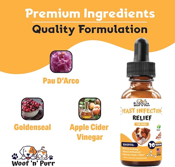 Natural Yeast Infection Treatment for Dogs - Helps to Support Itching Relief, Allergy Relief, Inflammation Relief & More - Itch Relief for Dogs - Dog Ear Infection Treatment - Dog Itch Relief - 1 oz