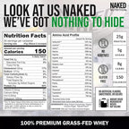 NAKED Whey Vanilla Protein Powder - Only 3 Ingredients - Grass Fed Whey Protein Powder, Vanilla Flavor, and Organic Coconut Sugar, NSF Certified, No GMO, No Soy, and Gluten Free - 24 Servings