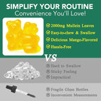 Mullein Gummies for Lungs Detox, 2 Pack Mullein Leaf Extract for Lung Cleanse, Respiratory & Immune Support, Natural Herbal Supplement, Vegan, Pear Flavor, 60 Serving