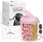 Hionxmga Pill Dispenser with 7 Large Compartments, Pill Organizer for Travel with Anti-Mixing Design, BPA-Free Pill Container with 20 Pcs Labels, Pink