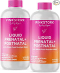 Pink Stork Liquid Prenatal Vitamins for Women - for Fertility, Pregnancy, Postpartum - Morning Sickness Support - 64 Servings - 2 Pack