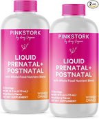 Pink Stork Liquid Prenatal Vitamins for Women - for Fertility, Pregnancy, Postpartum - Morning Sickness Support - 64 Servings - 2 Pack