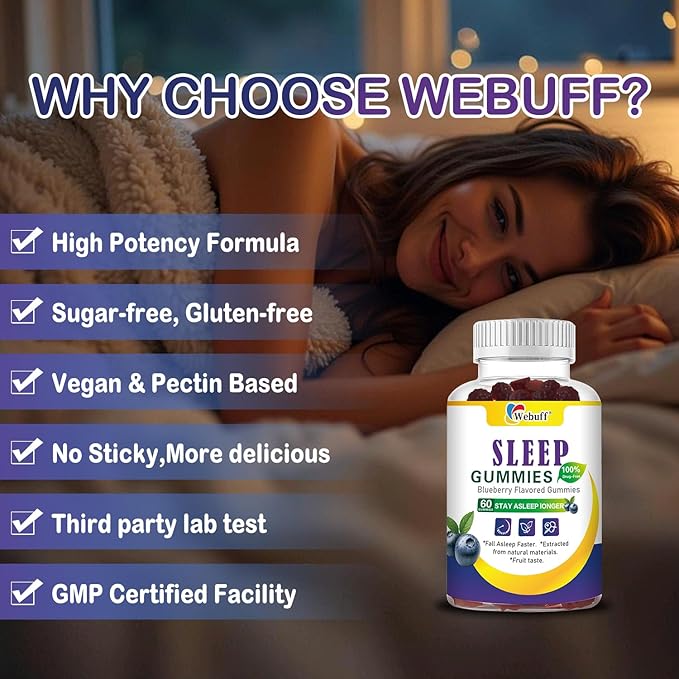 Sleep Gummies with 5mg Melatonin for Adults – Fall Asleep Faster with Non-Groovy Morning, Sugar Free Sleep Aid Supplement, Non-Habit Forming, Blueberry Flavor, 60 Count (Pack of 1)